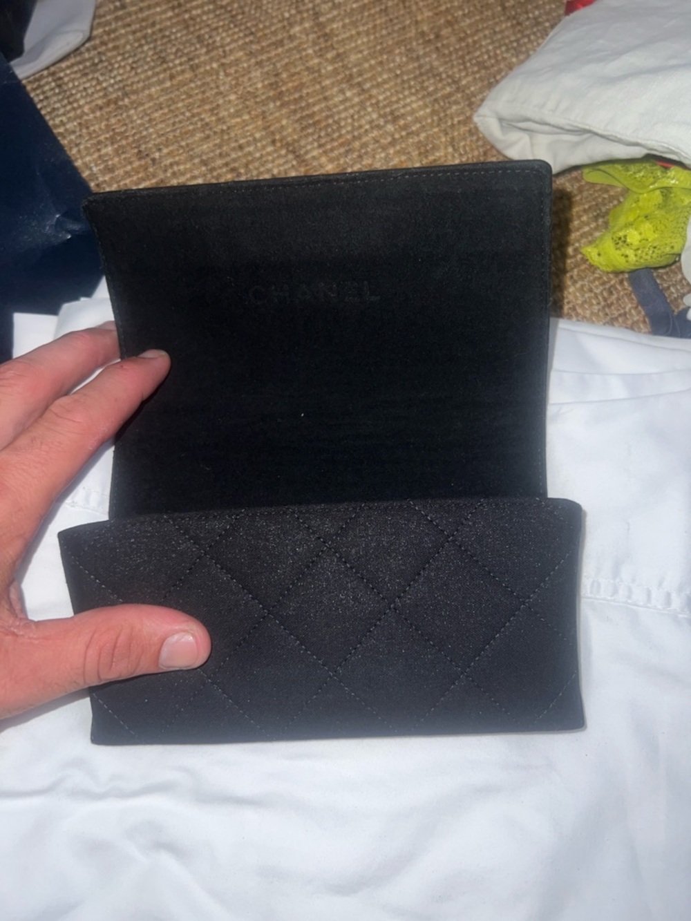 Chanel Quilted Black Suede Sunglasses Holder - Picture 2 of 2